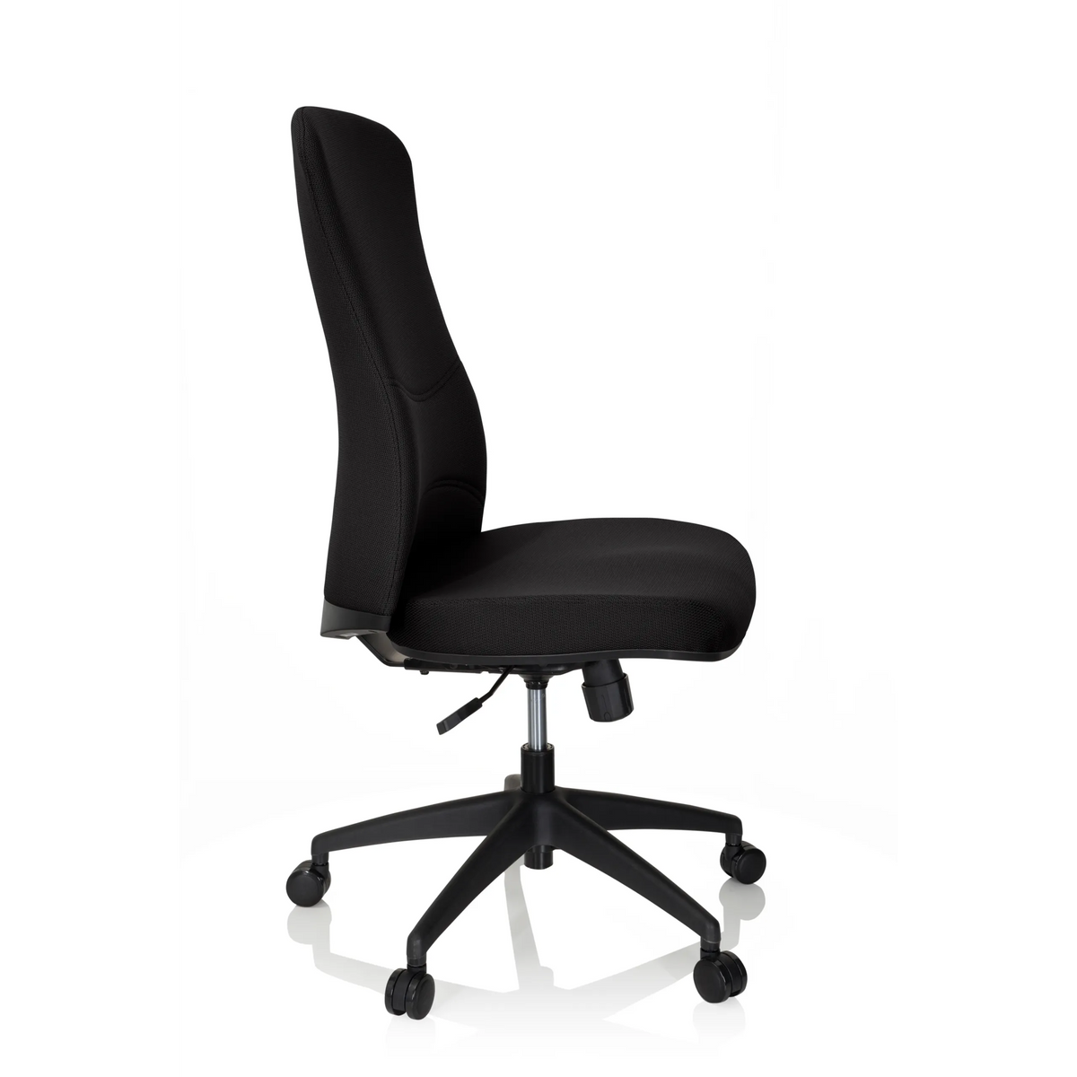 Black Professional Office Chair OFFICE XT with star base and five castors by hjh OFFICE – 360-degree view (side profile 80°)
