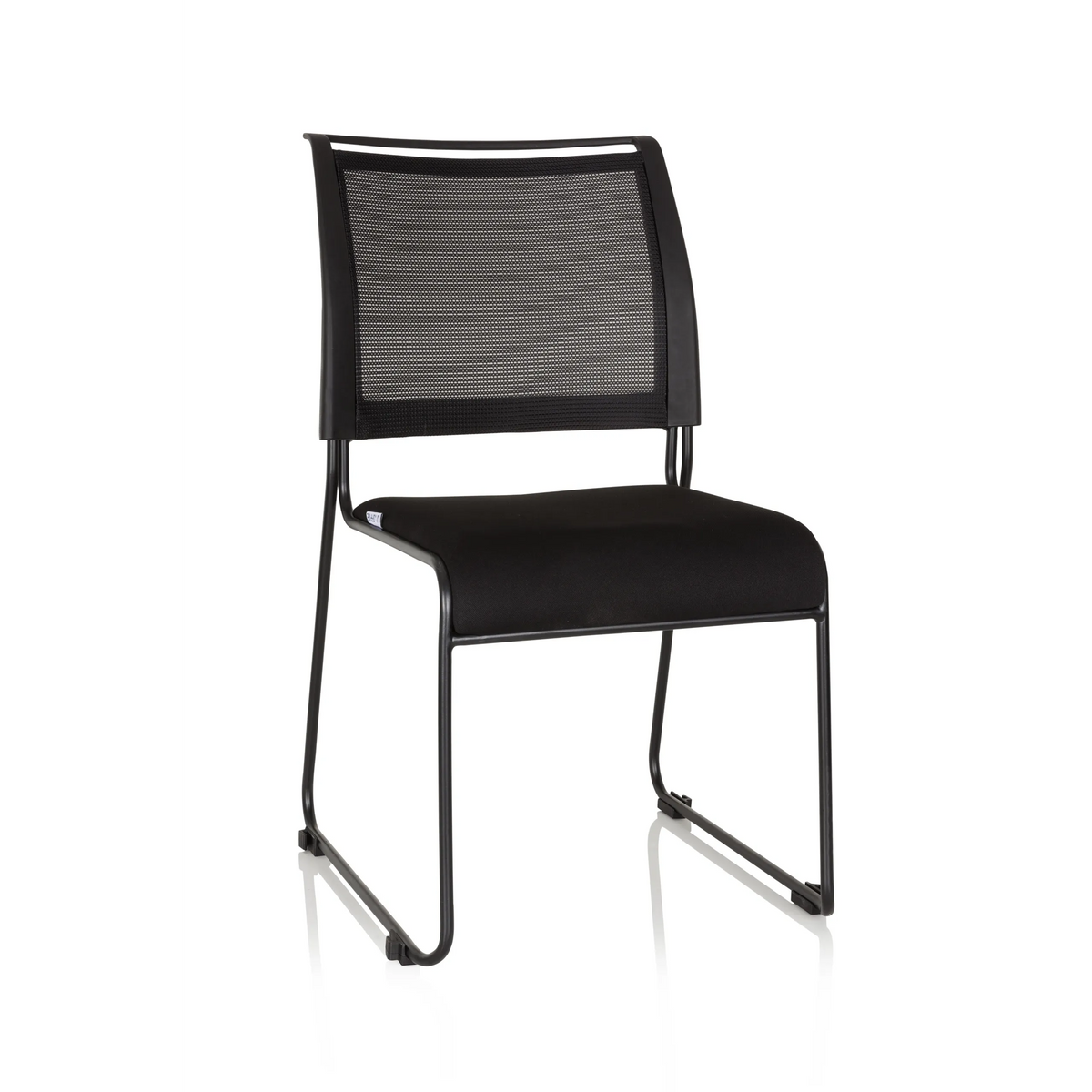 Black guest chair PADUA V with mesh back and padded seat by hjh OFFICE – 360-degree view (front view 20°)