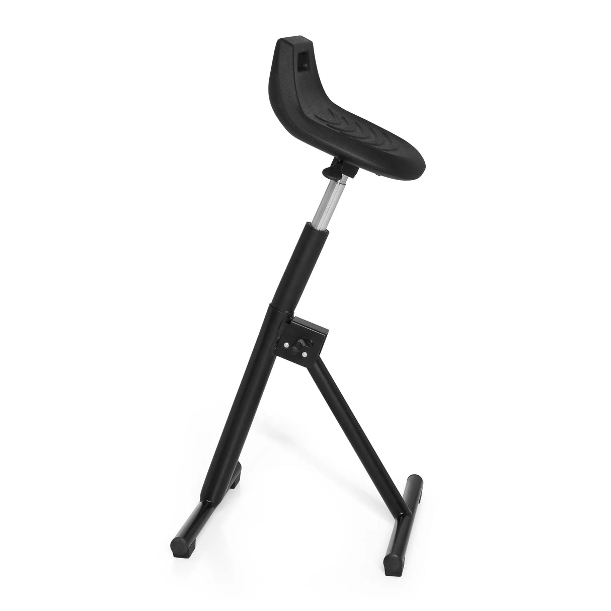 Black Standing aid TOP WORK 31 with seat shell and T-foot by hjh OFFICE – 360-degree view (side profile 80°)