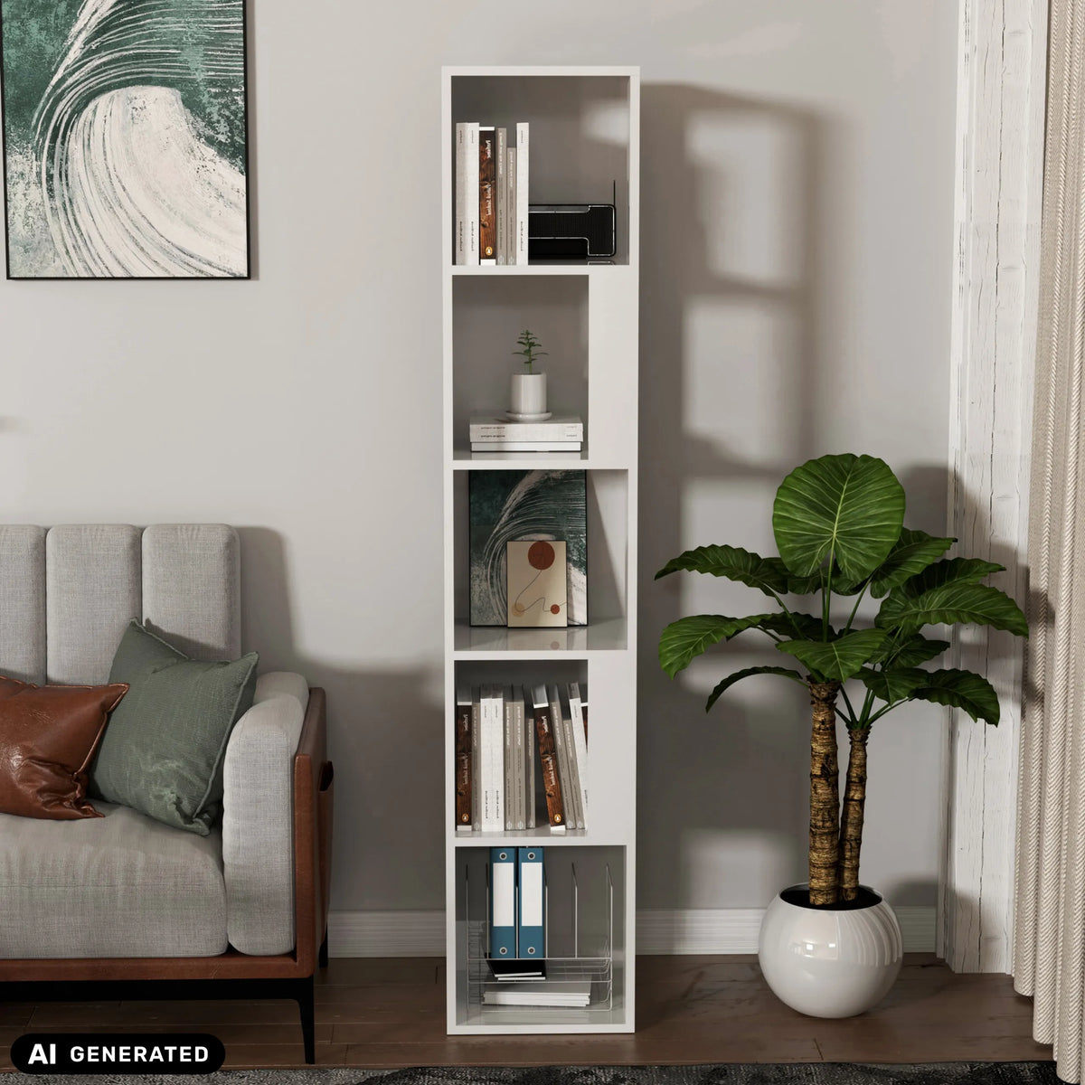 White KALAG S shelf with four open compartments by hjh LIVING (AI-generated image)