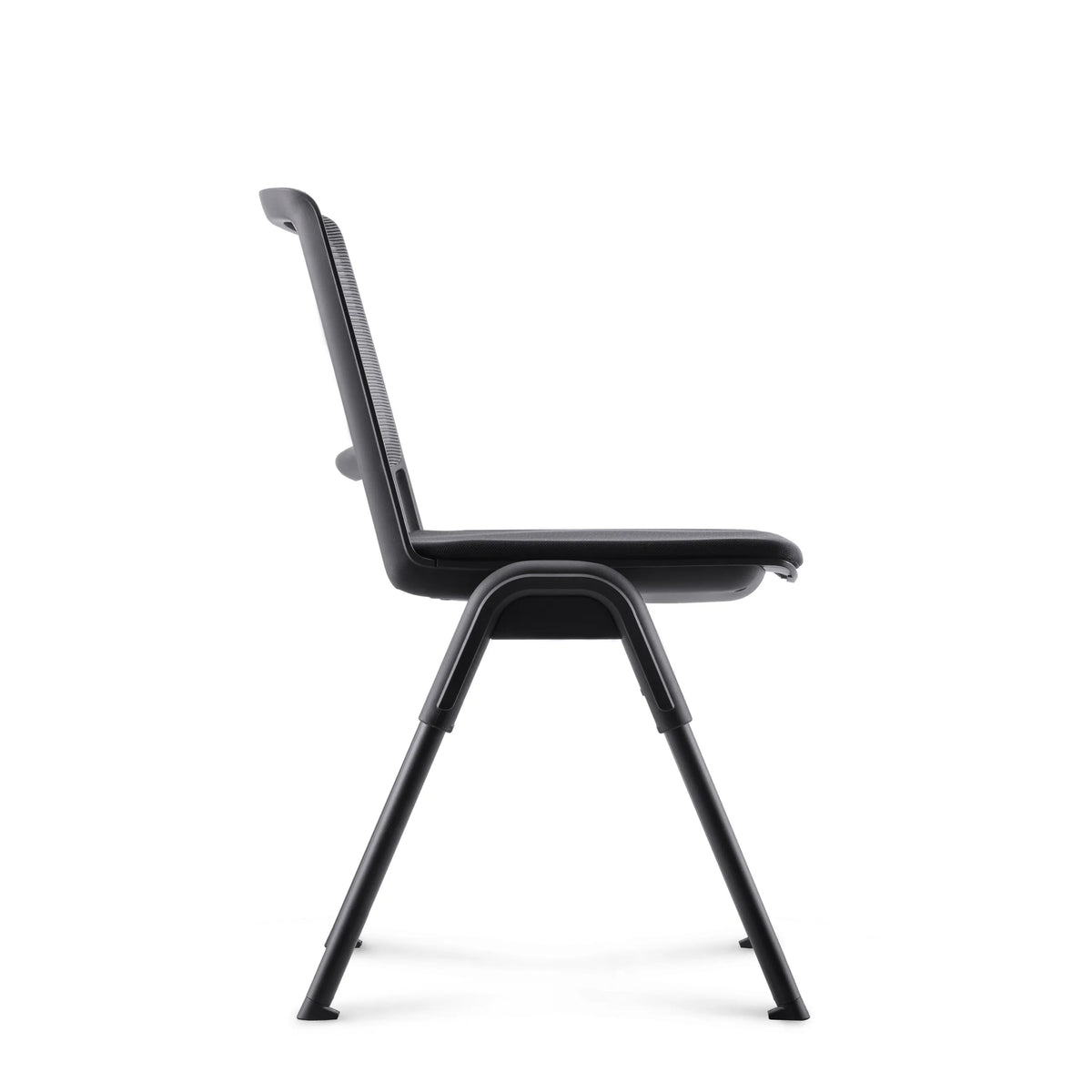 Side view of the MEET WA guest chair in black with frame and backrest by hjh OFFICE