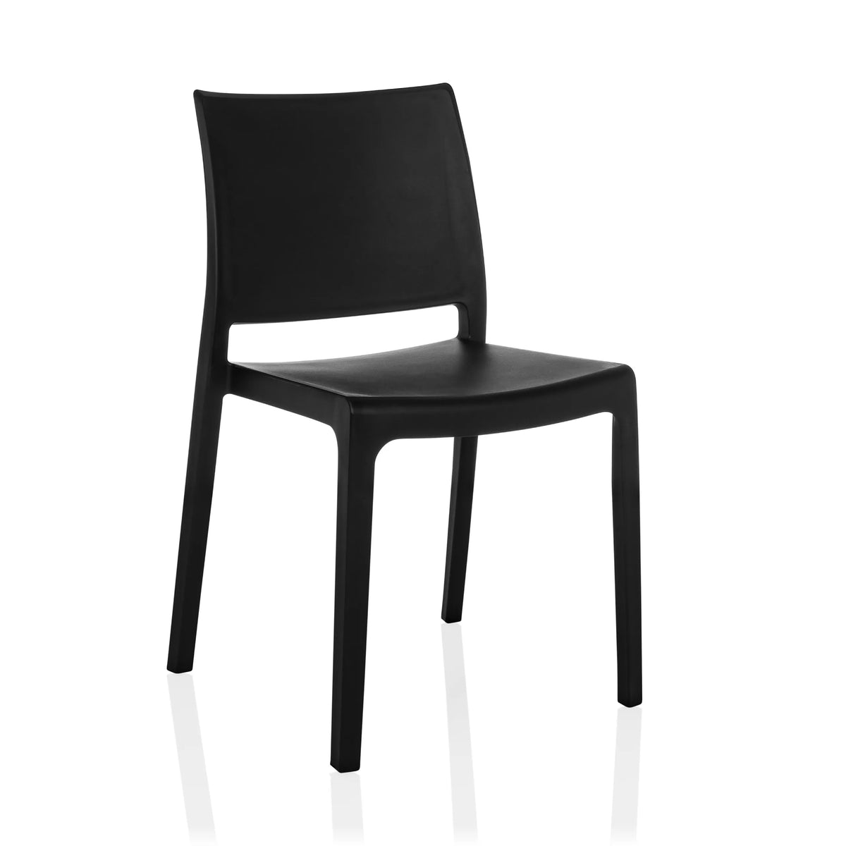 Black Outdoor chair T37 V with a simple backrest and four legs by hjh LIVING – 360-degree view (front three-quarter view 30°)