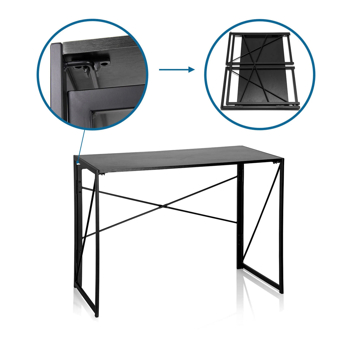 Folding mechanism and folded view of the Folding desk EASY UP MULTI by hjh OFFICE