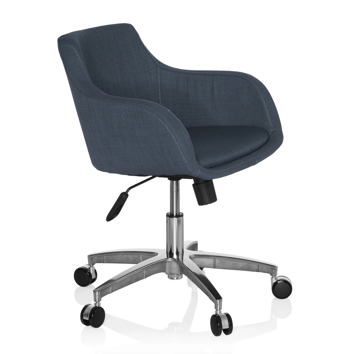 Dark grey Home Office Chair SOLAO 100 with padded shell and five-caster base by hjh OFFICE – 360-degree view (front three-quarter view 60°)