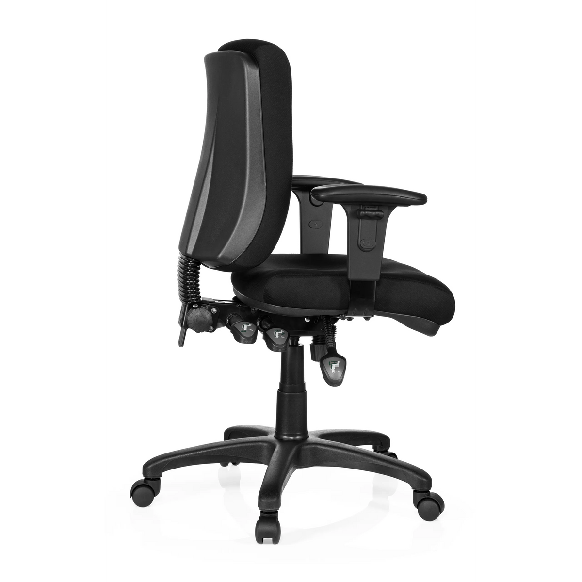 Black Professional Office Chair ZENIT BASE with armrests and five-caster base by hjh OFFICE – 360-degree view (side profile 100°)