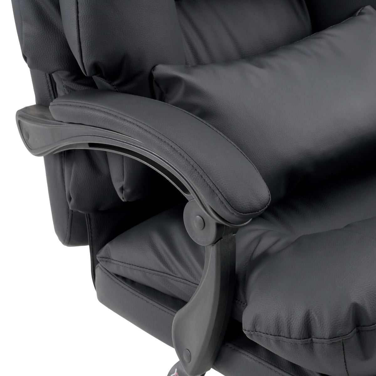 Padded armrest of the Relax Legoro Home Office Executive Chair in black synthetic leather by MyBuero