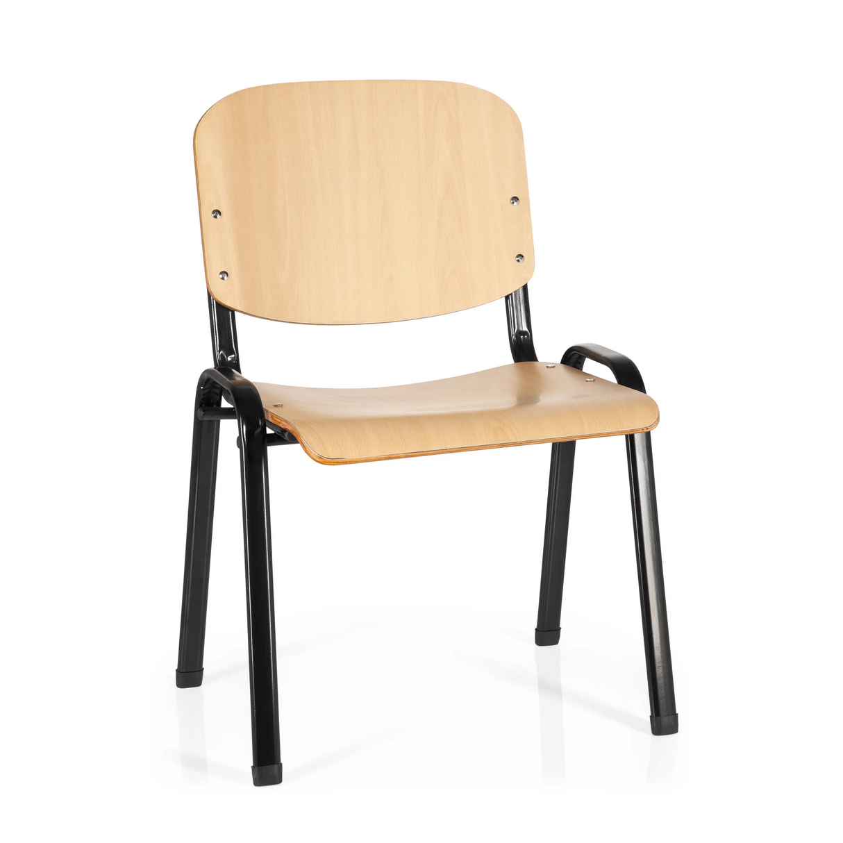Four-legged chair XT 600 SW H with beech seat and backrest and black frame by hjh OFFICE – 360-degree view (front view 20°)