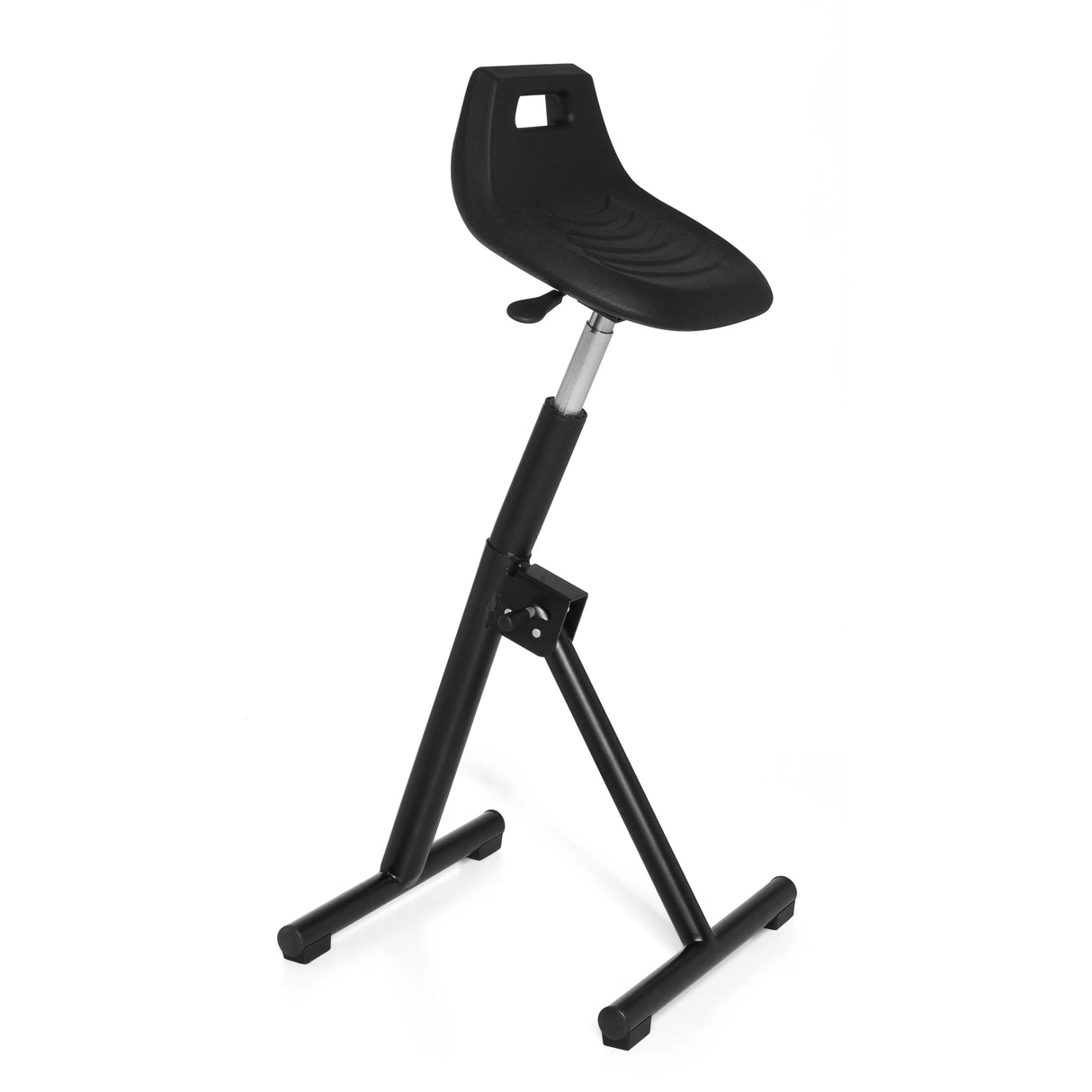 Black Standing aid TOP WORK 31 with seat shell and T-foot by hjh OFFICE – 360-degree view (front three-quarter view 60°)