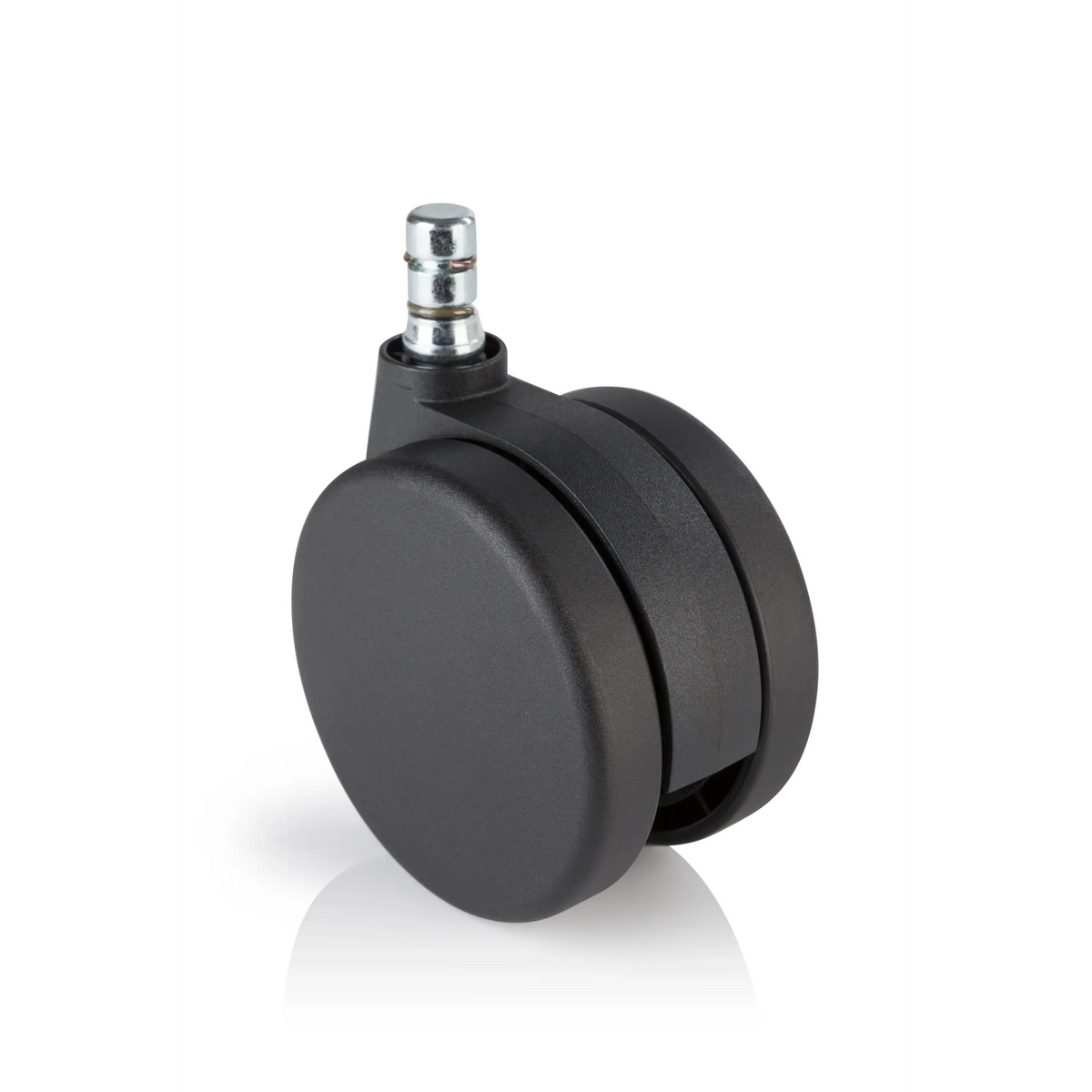 Black Castors 5x ROLO No-Noise 11mm/75mm for carpets with metal pin by hjh OFFICE – 360-degree view (front view 0°)