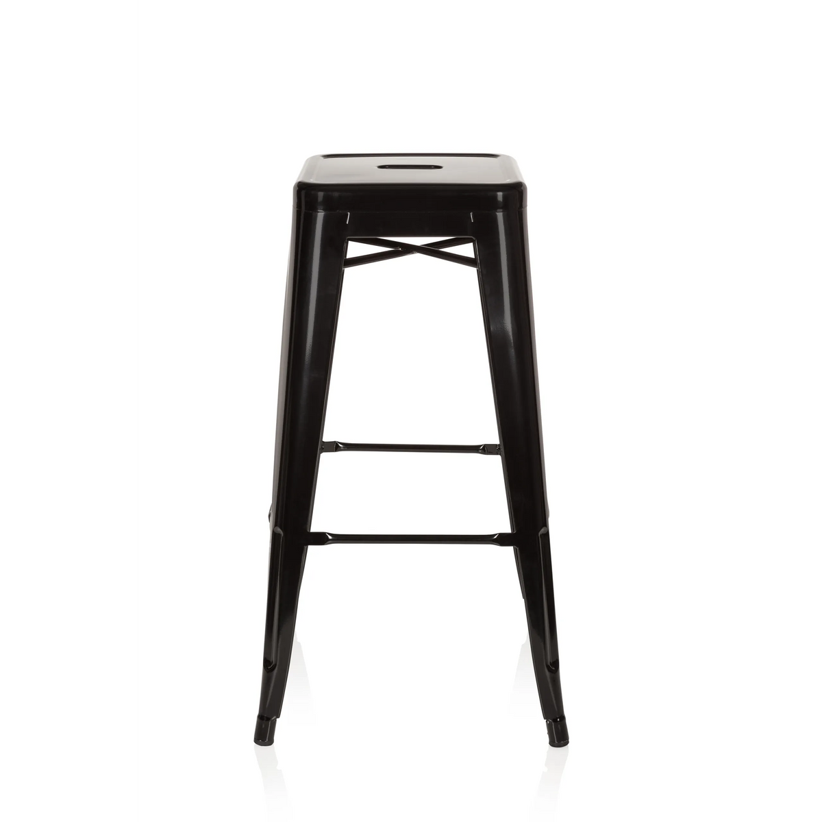 Black Bar stool VANTAGGIO HIGH with square seat and struts by hjh OFFICE – 360-degree view (front view 0°)
