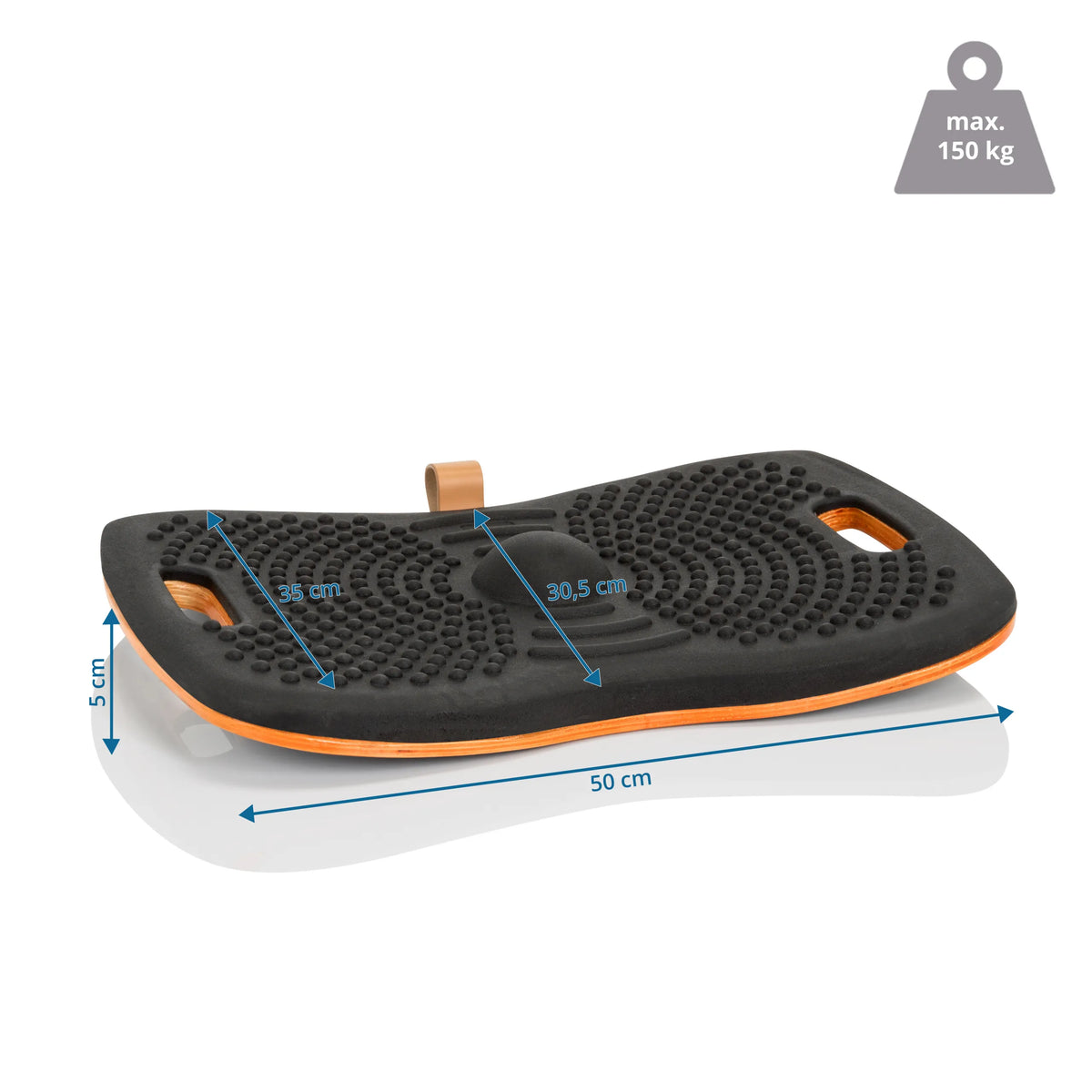 Dimensional drawing of the Balance board ACTIV, 50 x 30.5 cm, load capacity 150 kg by hjh OFFICE