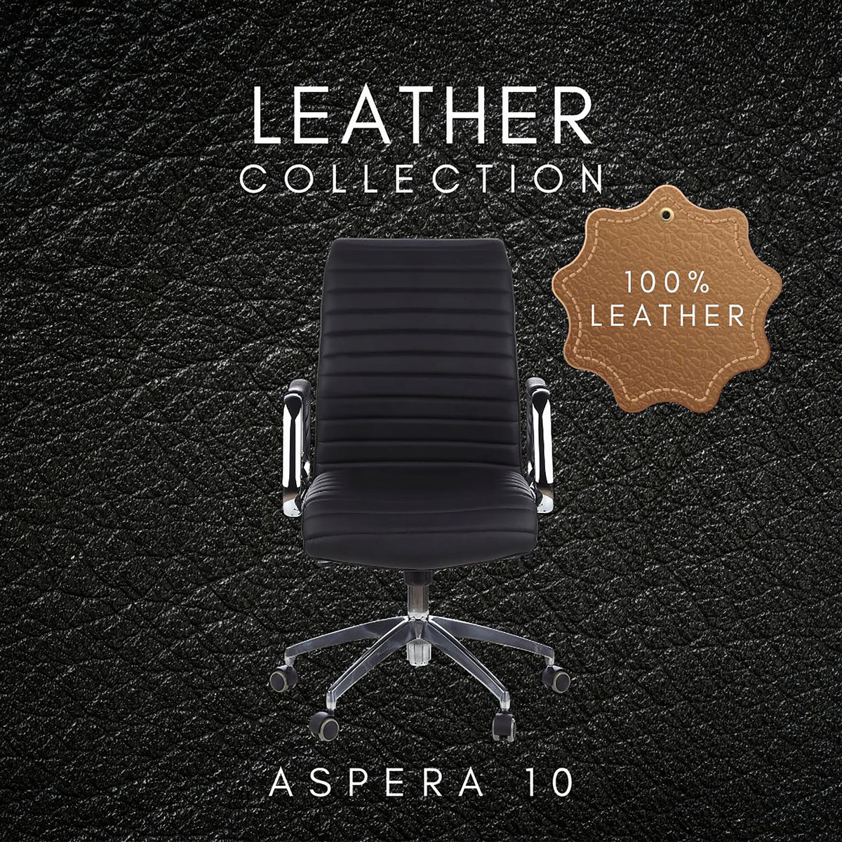 Black Professional Executive Chair ASPERA 10 with horizontal stitching and chrome base by hjh OFFICE