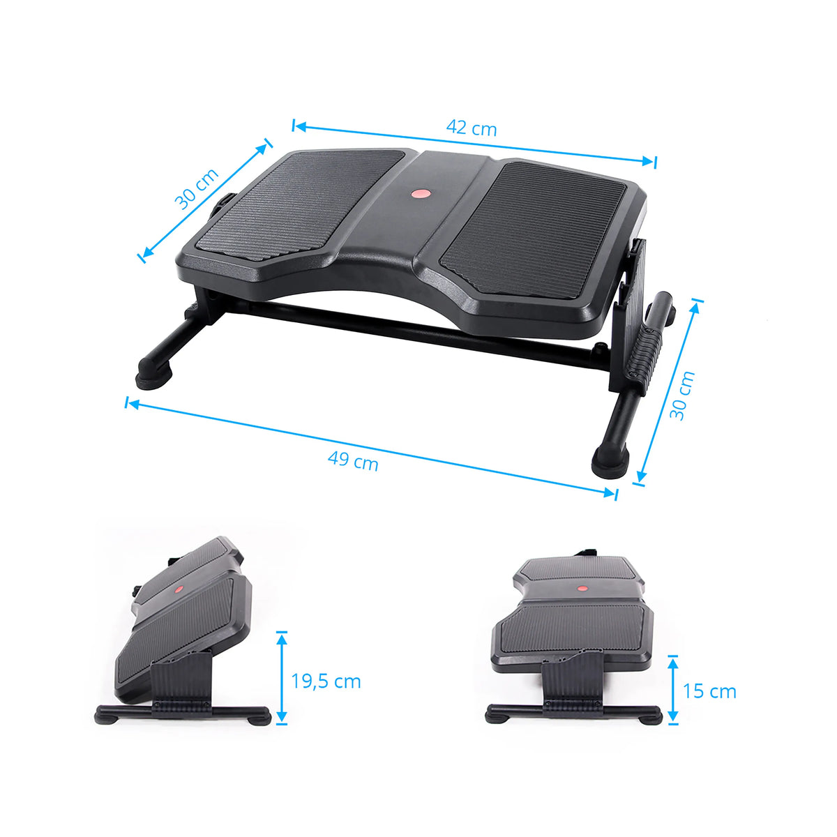 Dimensional drawing of the Footrest PODI II with 49 × 42 cm by hjh OFFICE