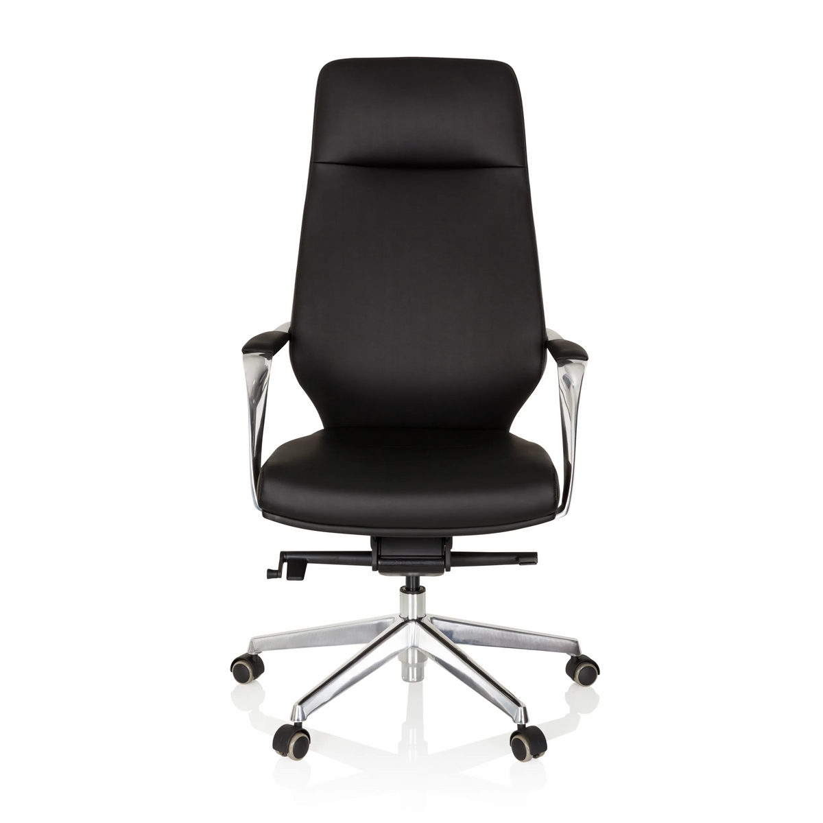 Black Professional Executive Chair VELVET with armrests and five-caster base by hjh OFFICE – 360-degree view (front view 0°)