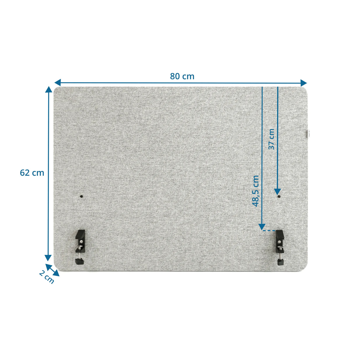 Dimensional drawing of the Table partition FLEXMIUT D SIDE with 80 × 62 cm by hjh OFFICE