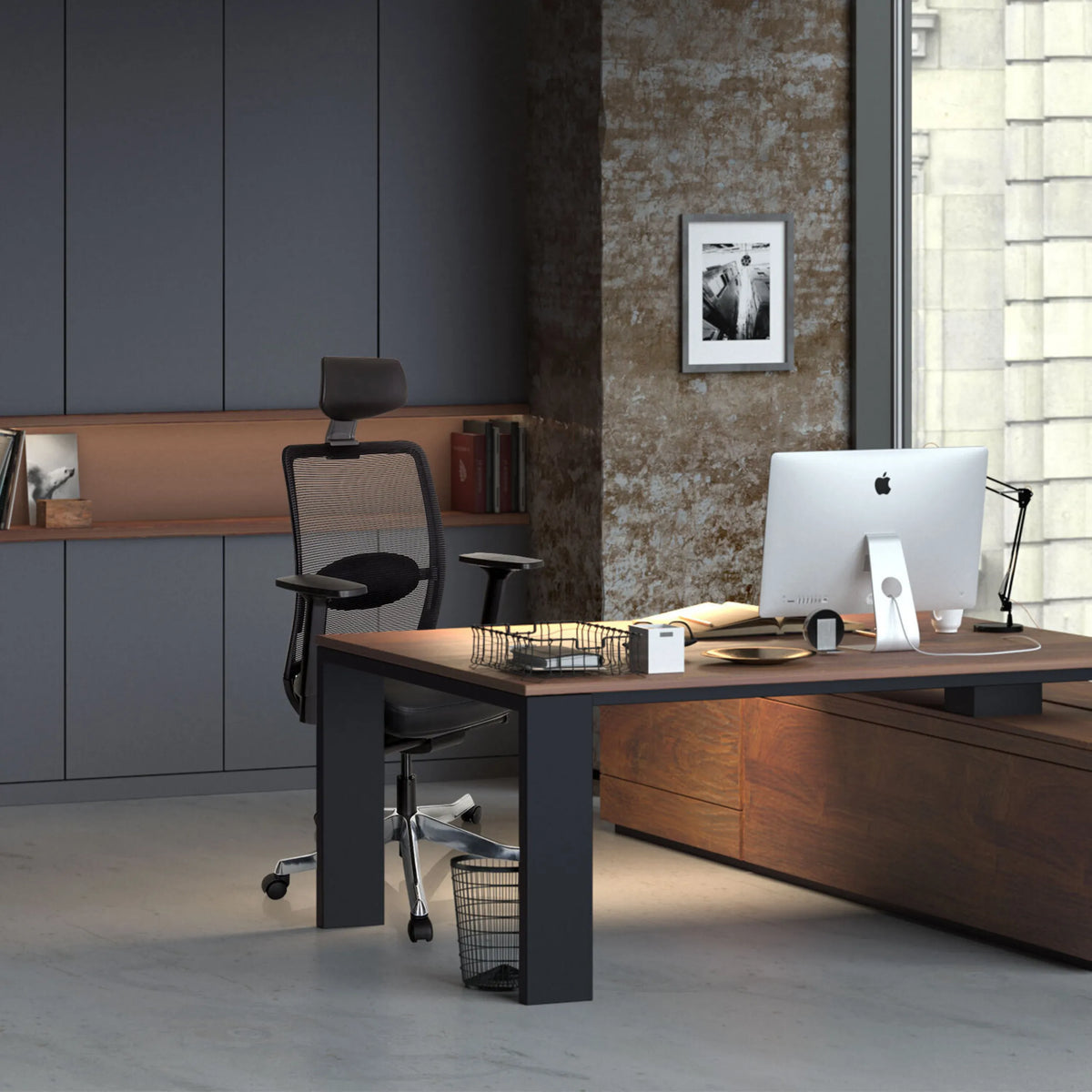 Luxury Executive Chair SENATOR PRO in black with mesh backrest and armrests by hjh OFFICE