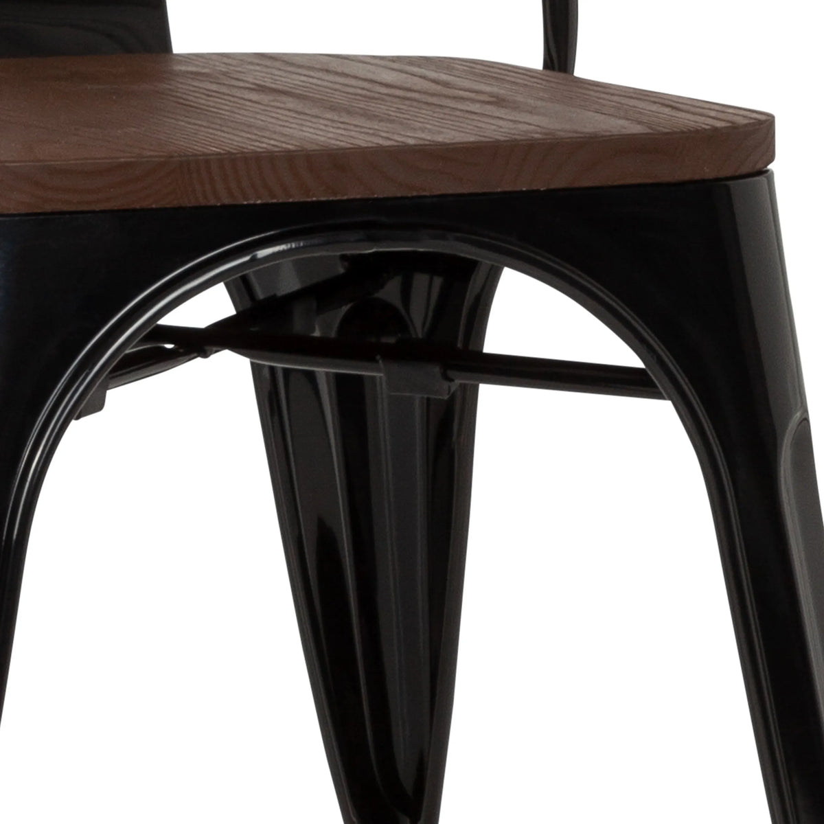 Wooden seat and black metal frame of the VANTAGGIO COMFORT W bistro chair by hjh OFFICE