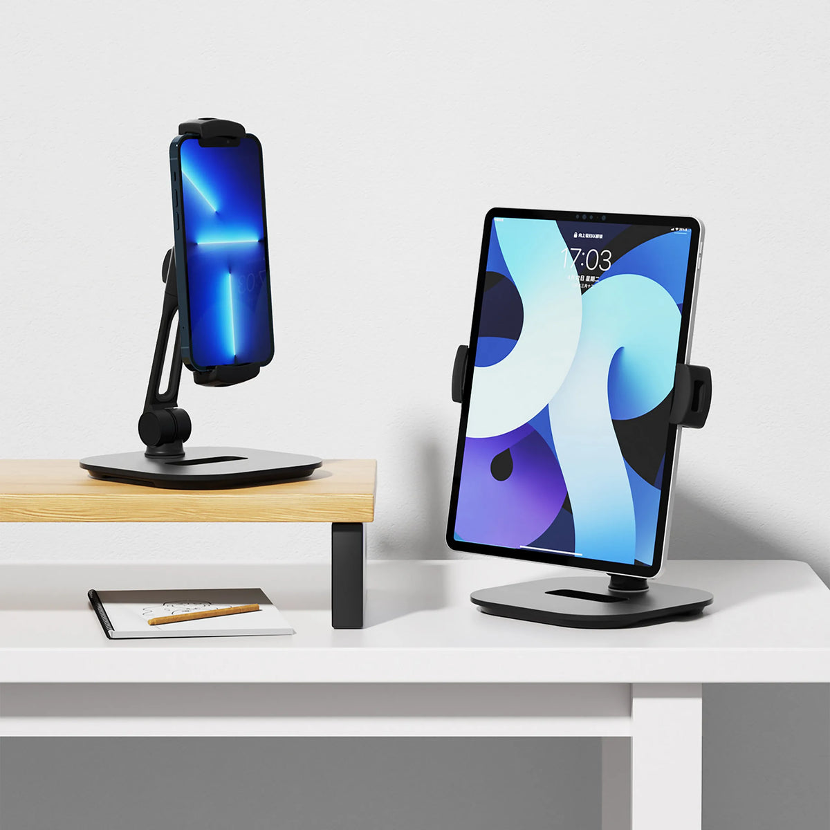 Mobile phone & tablet holder FLEXMOBI IV in black for smartphone and tablet by hjh OFFICE