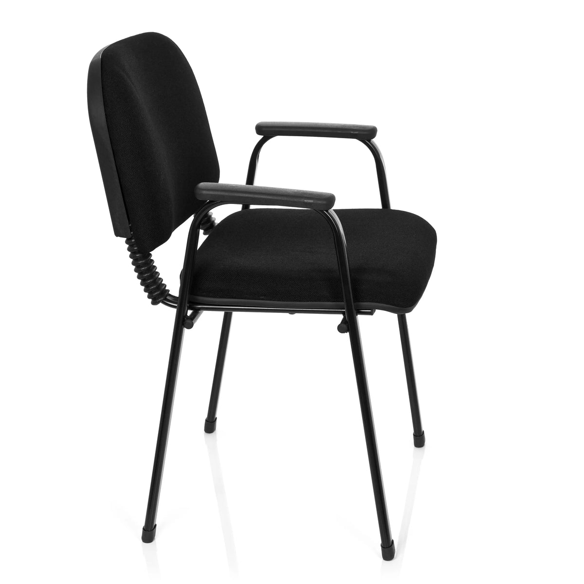 Black Four-legged chair XT 650 with armrests and padded seat by hjh OFFICE – 360-degree view (side profile 80°)