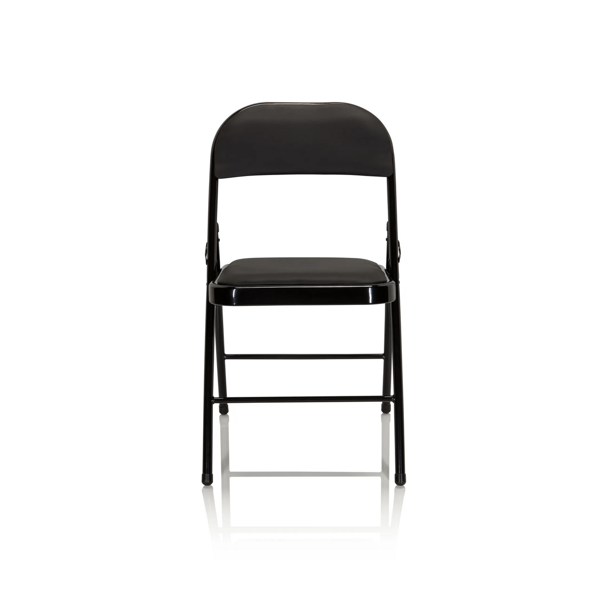 Black Folding chair TUDELA with curved backrest by hjh OFFICE – 360-degree view (front view 0°)