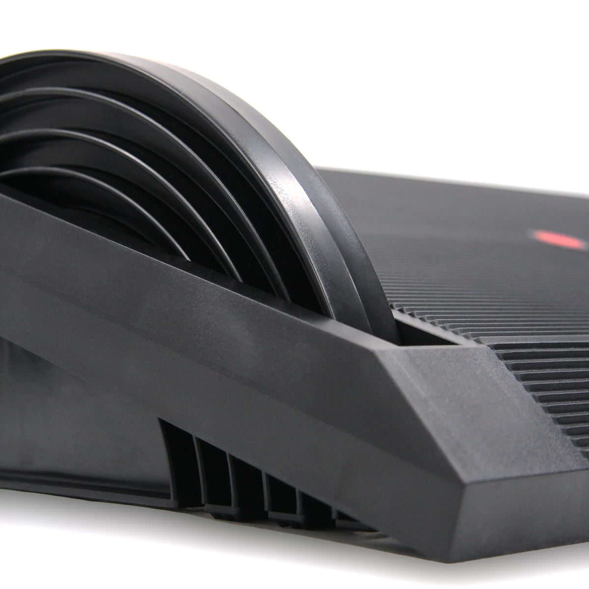 Detail of the black plastic structure of the PODI I footrest by hjh OFFICE