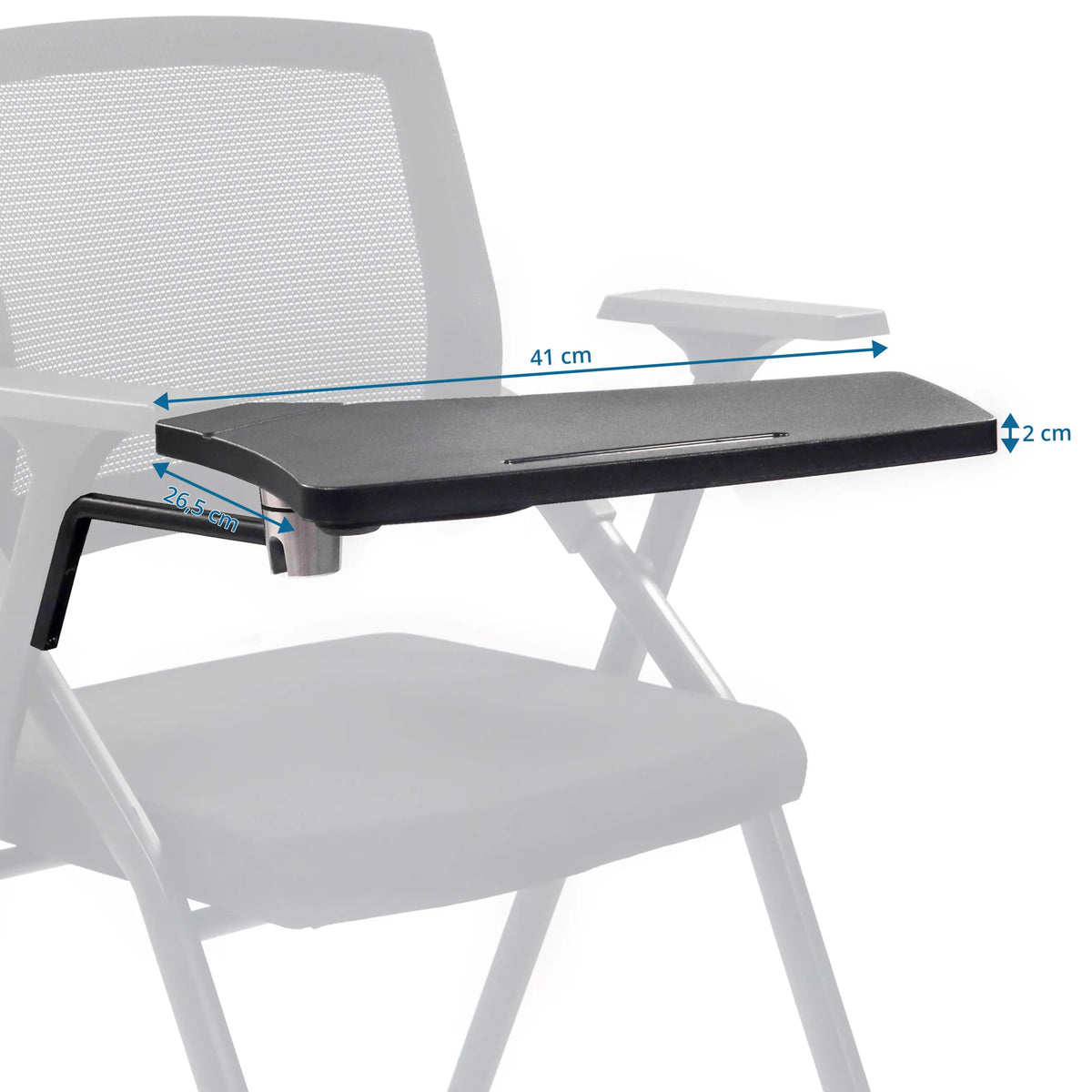 Dimensional view of the Accessories TABLET PRIORITY II writing tray with 41 cm width by hjh OFFICE