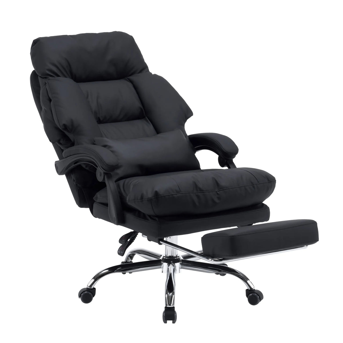 Black Home Office Executive Chair Relax Legoro with extendable footrest and glossy star base on castors by MyBuero