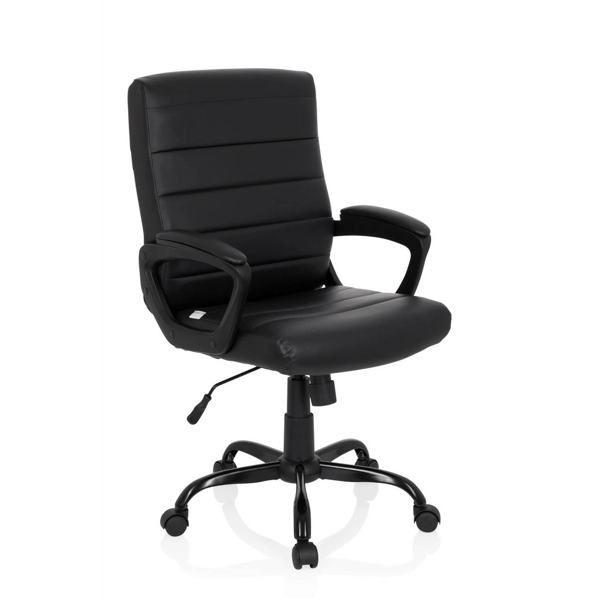 Black Home Office Executive Chair ERGOSMOOTH BIG with quilted upholstery and five-caster base by hjh OFFICE – 360-degree view (front three-quarter view 40°)