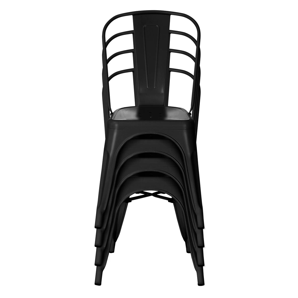 Stackable black VANTAGGIO BRUSH bistro chairs with slatted backrest by hjh OFFICE