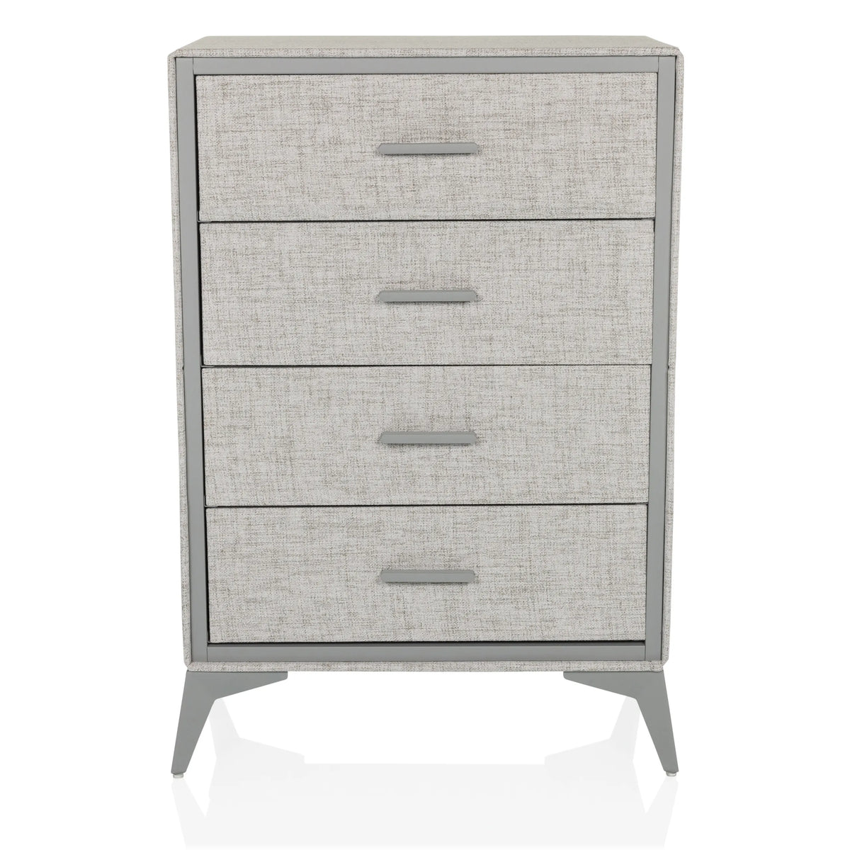 Grey Chest of drawers SKUFFY with four drawers and slim legs by hjh LIVING – 360-degree view (front view 0°)