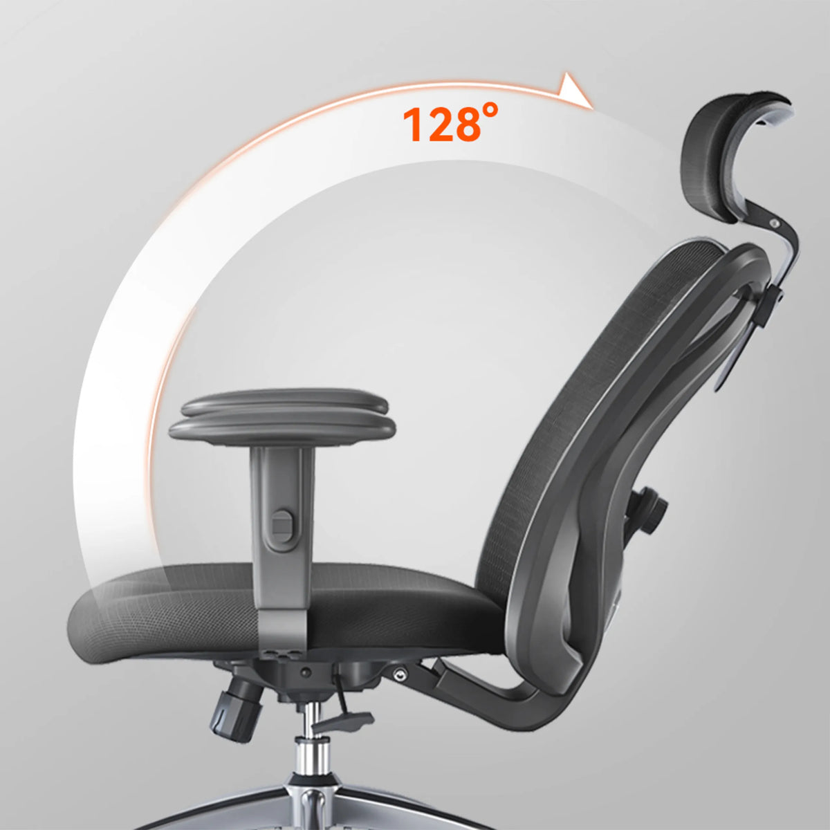 Adjustable 128-degree reclining angle of the backrest of the Professional Office Chair M18-M148 by Sihoo