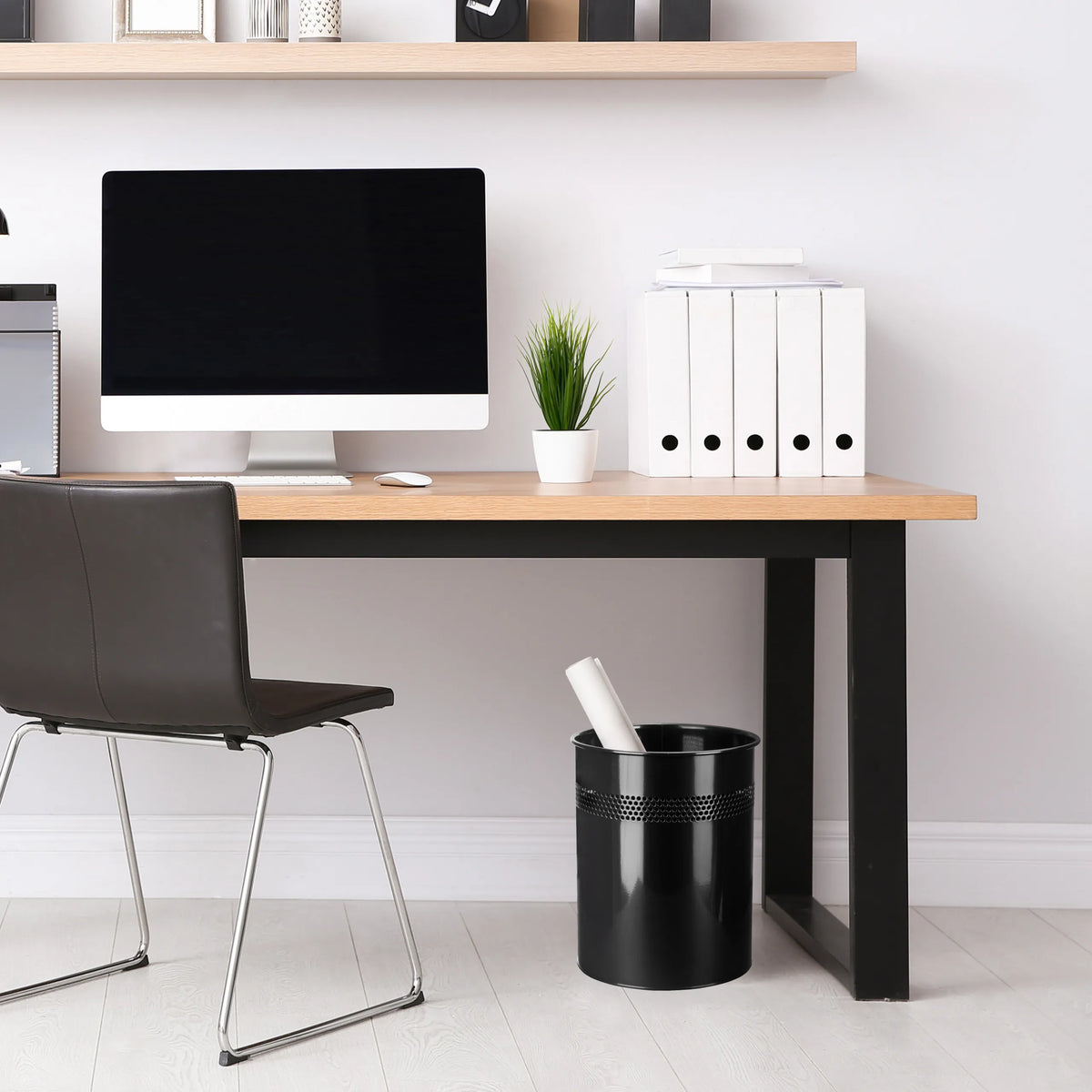 Black wastepaper CLEAN III with a 15 litre capacity by hjh OFFICE