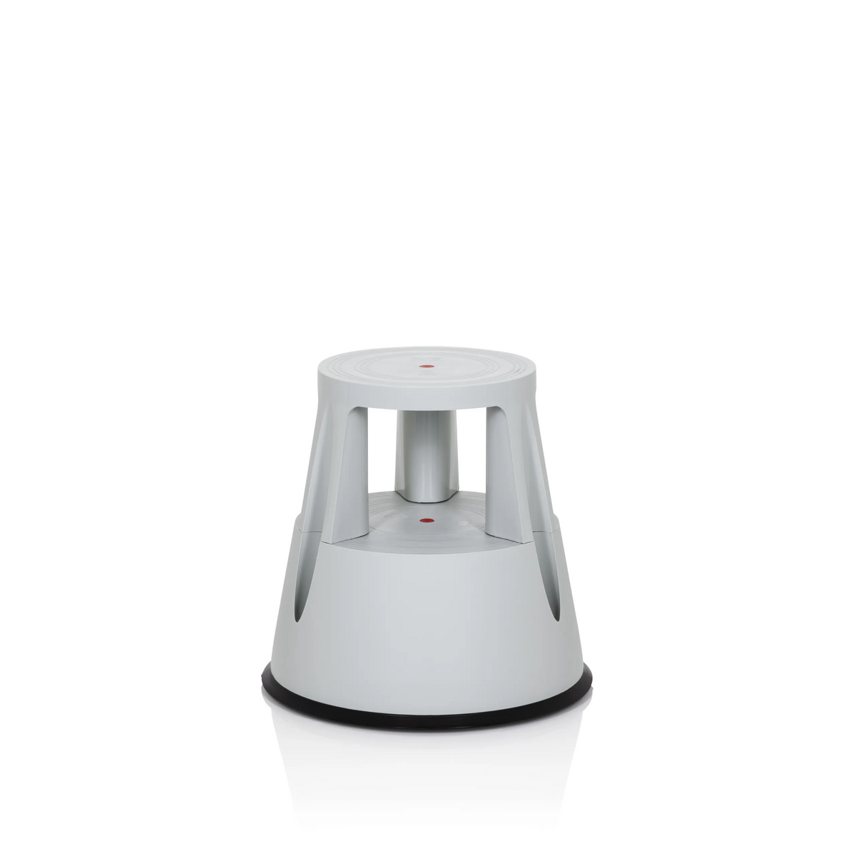 Light grey Step stool TIO-M I with round step surface and black floor ring by hjh OFFICE – 360-degree view (front view 0°)