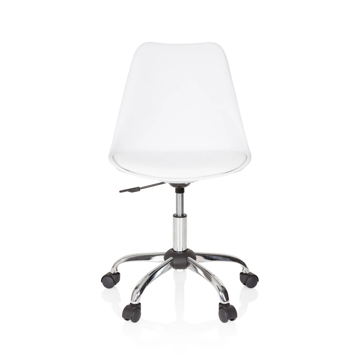 White Home Office Chair FANCY PRO with star base and five castors by hjh OFFICE – 360-degree view (front view 0°)