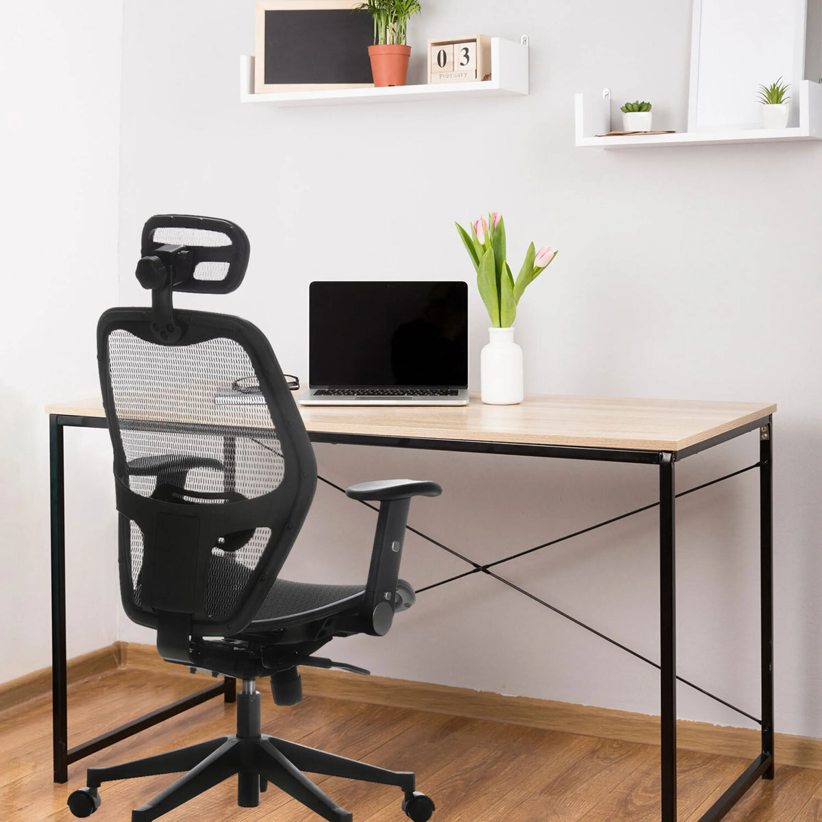 Professional Office ChAIR-PORT in black with mesh back and mesh seat at a desk by hjh OFFICE