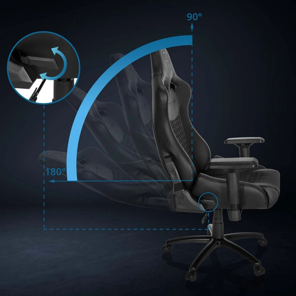 Adjustable backrest of the GAMEBREAKER SX 04 gaming chair with a tilt angle from 90 to 180 degrees by hjh OFFICE