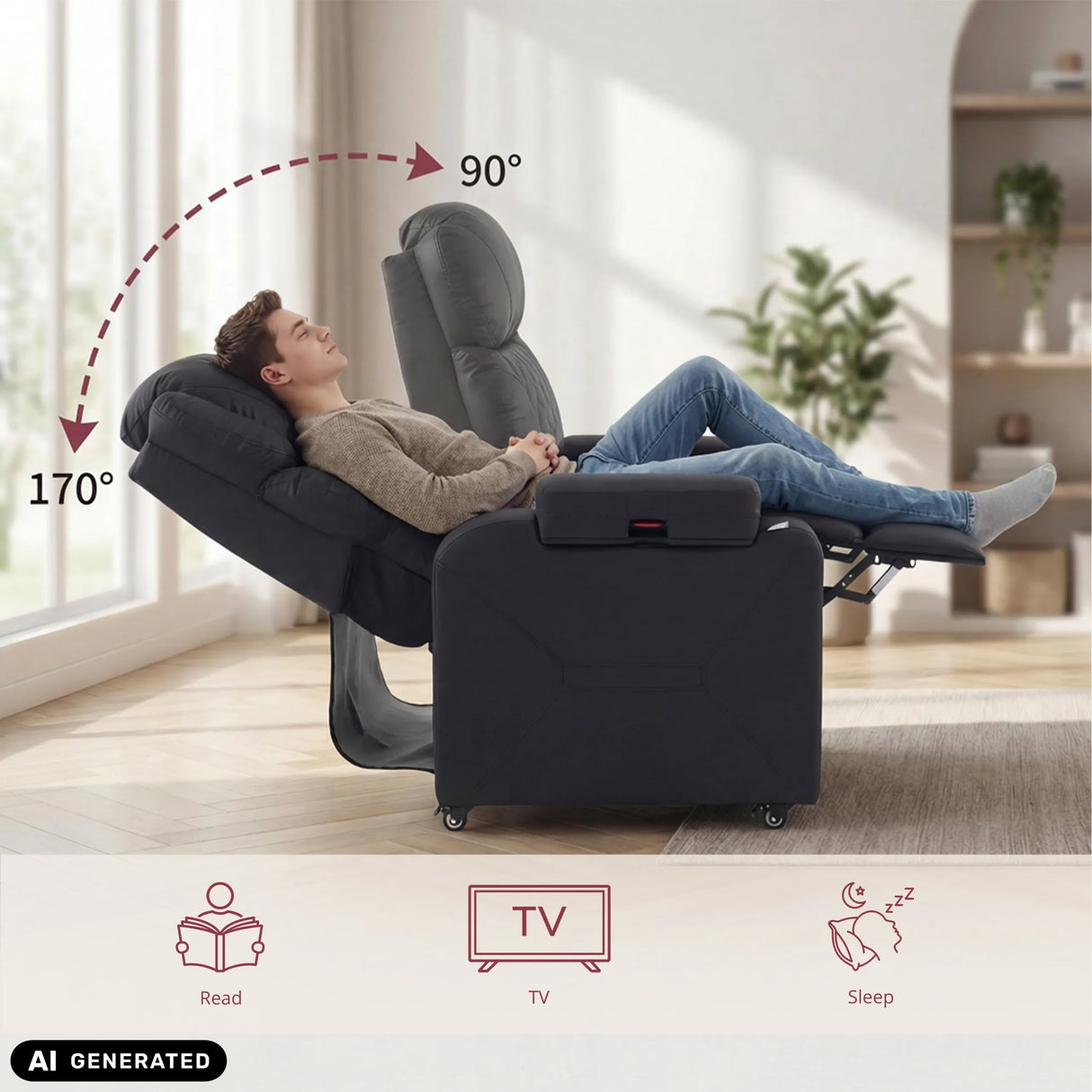 Adjustable backrest of the Game Sport RX Lounge Chair from 90 to 170 degrees by hjh OFFICE (AI-generated image)