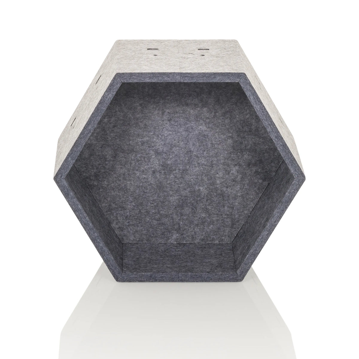 Grey hexagonal felt partition wall FLEXMIUT STORE S by hjh OFFICE – 360-degree view (front view 0°)
