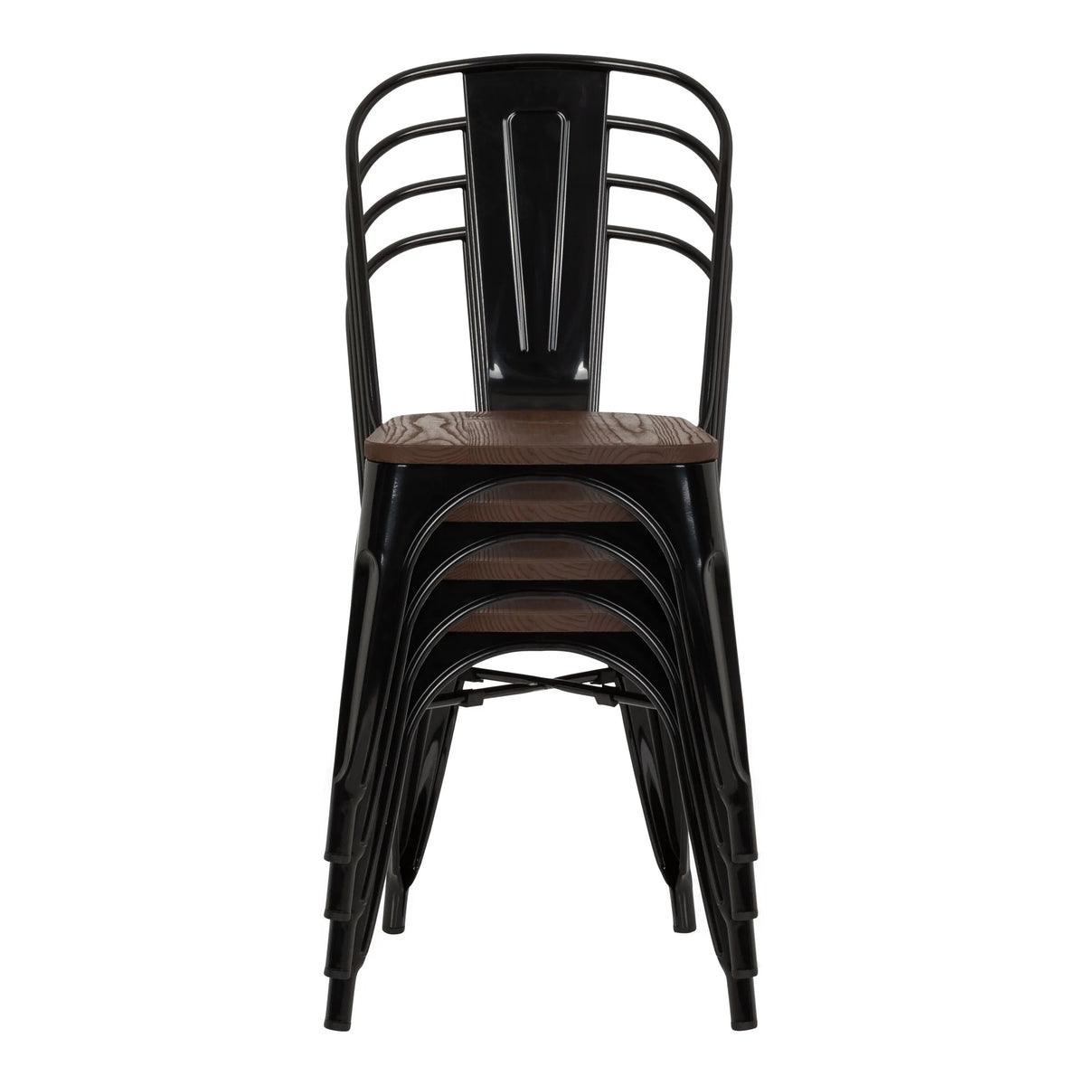 Stackable Bistro chairs VANTAGGIO COMFORT W in black with brown seats by hjh OFFICE