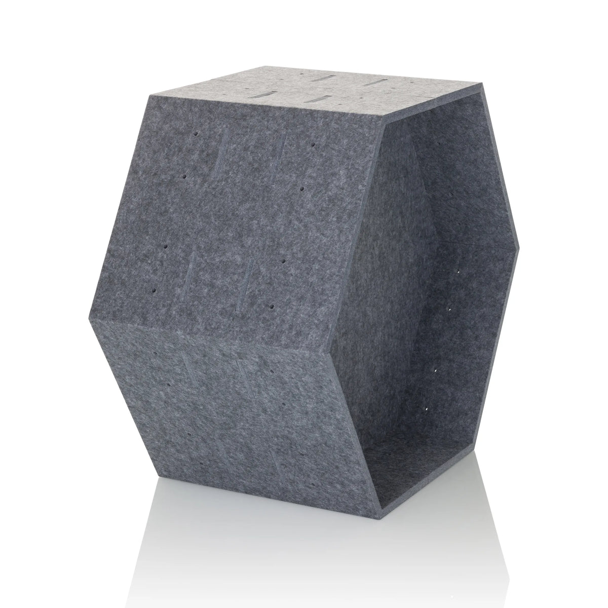 Grey hexagonal felt partition wall FLEXMIUT STORE B by hjh OFFICE – 360-degree view (front three-quarter view 60°)