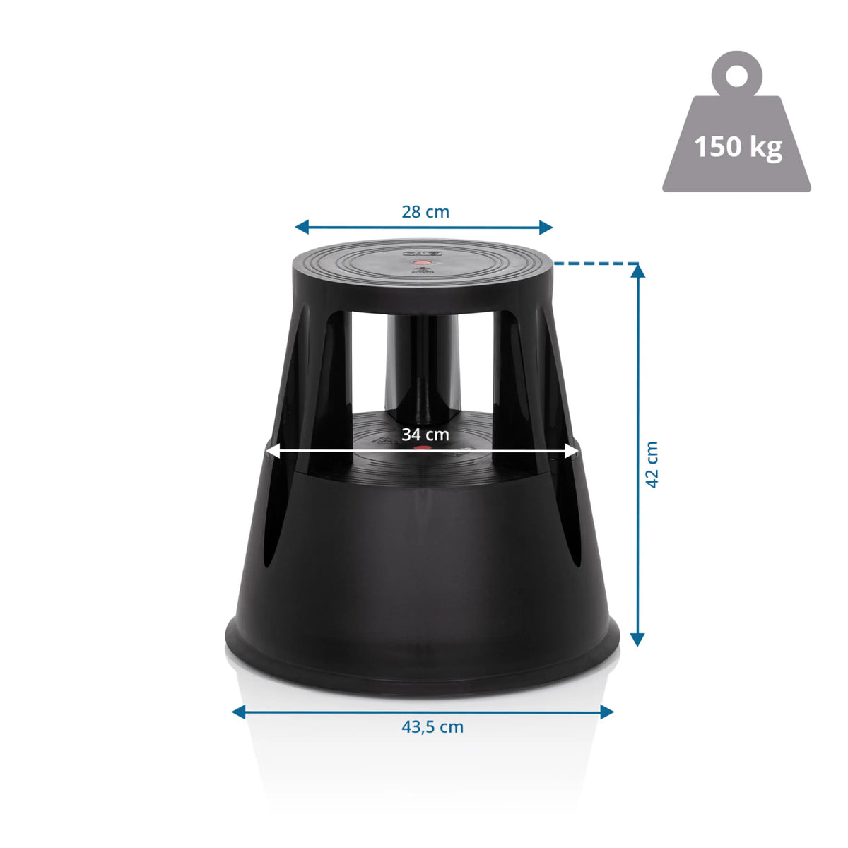 Dimensional drawing of the Step stool TIO-M I with a height of 42 cm and a load capacity of 150 kg by hjh OFFICE