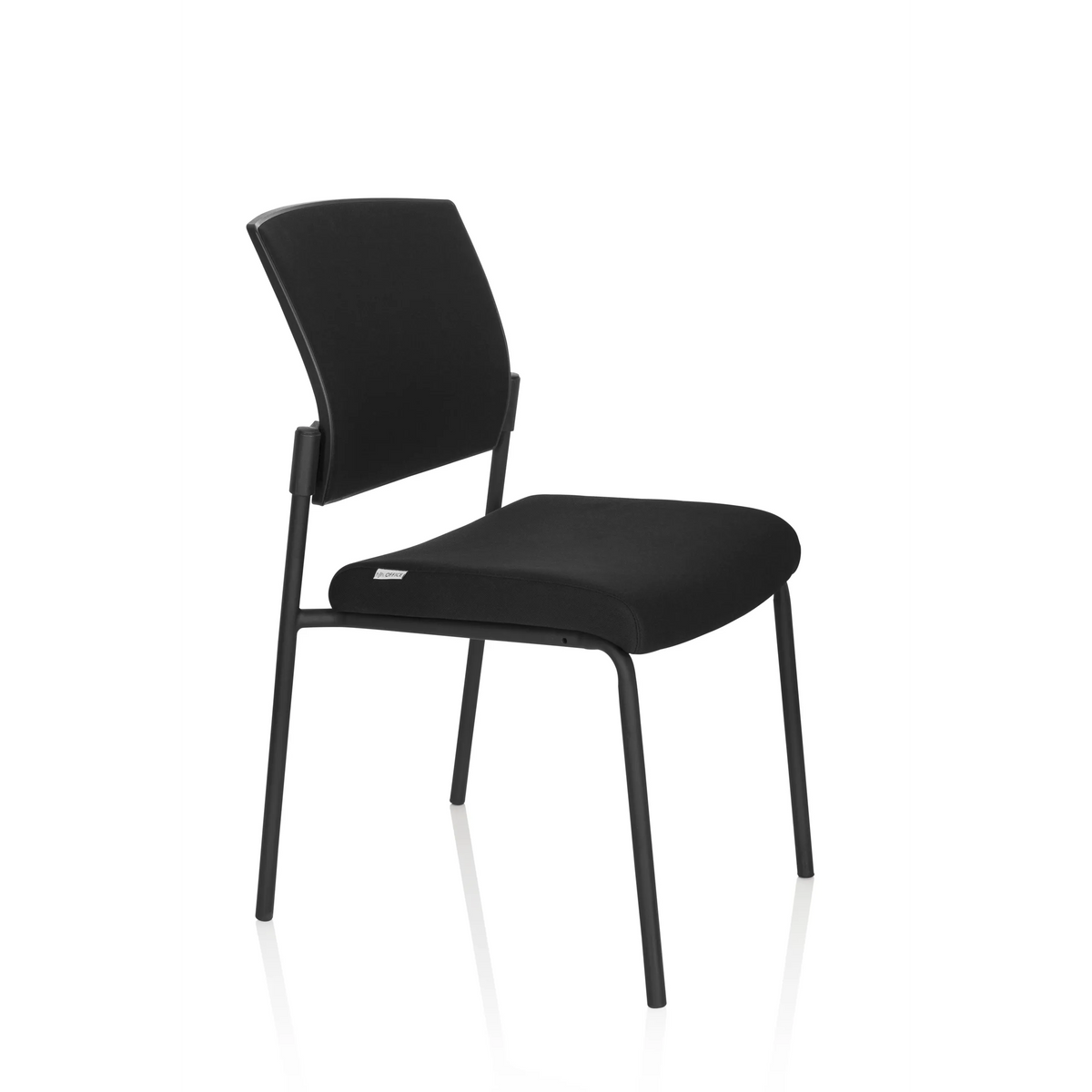 Black Four-legged chair K9 V PRO with padding on the seat and backrest by hjh OFFICE – 360-degree view (front three-quarter view 60°)