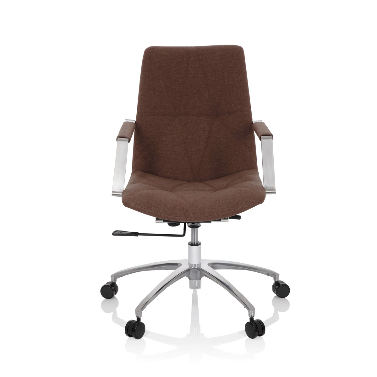 Medium brown Home Office Chair SARANTO II with armrests and five-caster base by hjh OFFICE – 360-degree view (front view 0°)