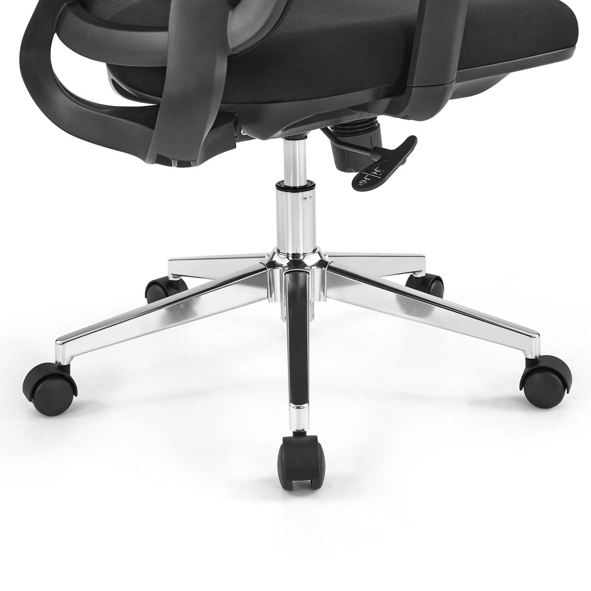 Chrome five-star base with five black castors and gas lift of the Professional Office Chair Ergosento by hjh OFFICE