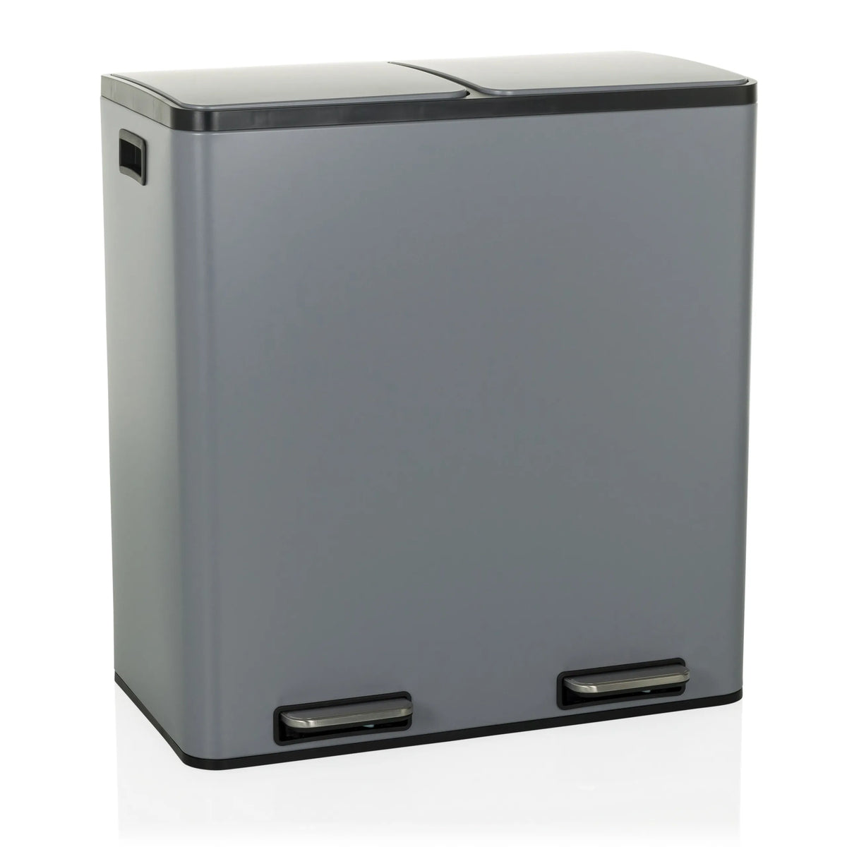 Grey Clean 13 wastepaper bin with two compartments and two foot pedals by hjh OFFICE – 360-degree view (front view 15°)