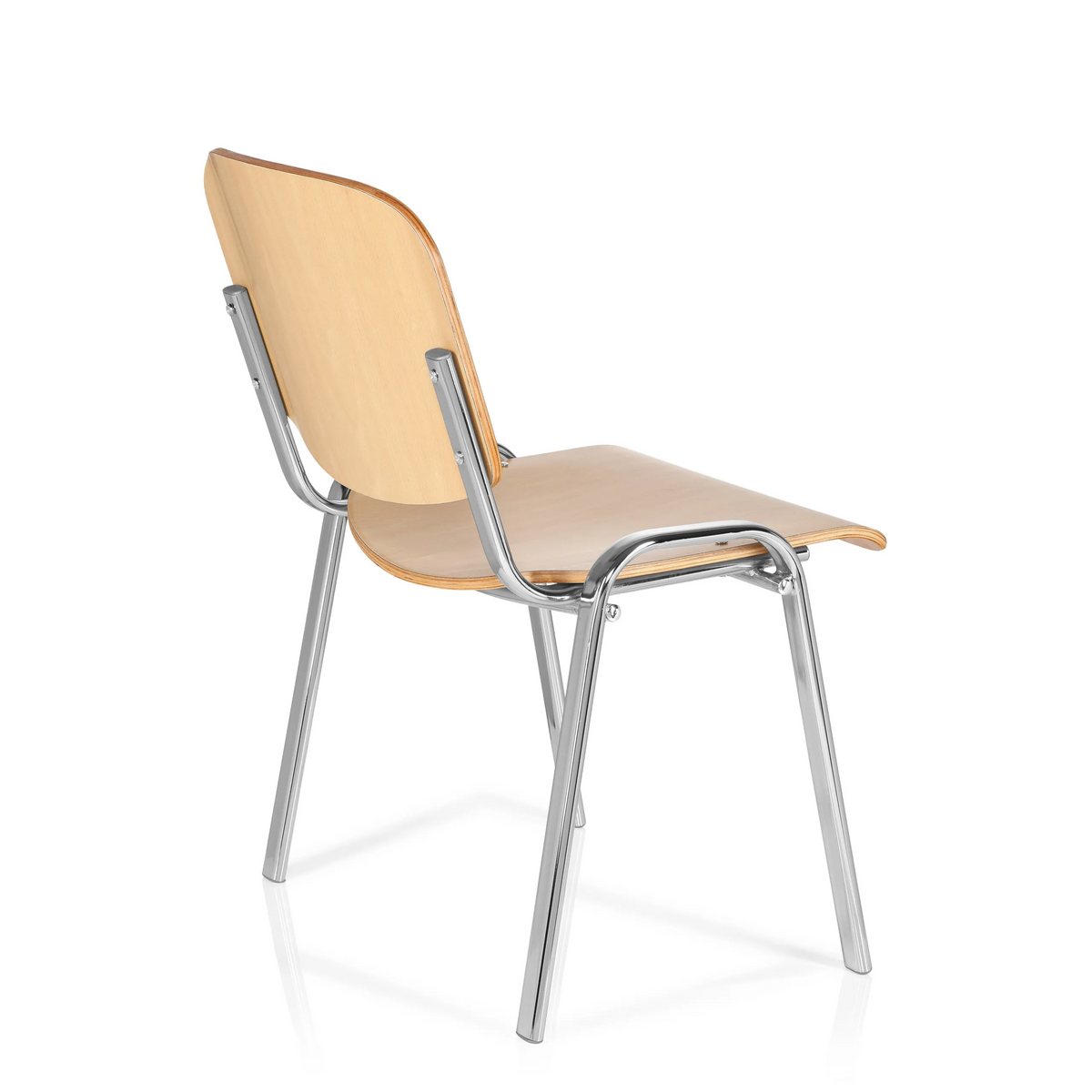 Four-legged chair XT 600 C H in beech with chrome frame by hjh OFFICE – 360-degree view (rear three-quarter view 120°)