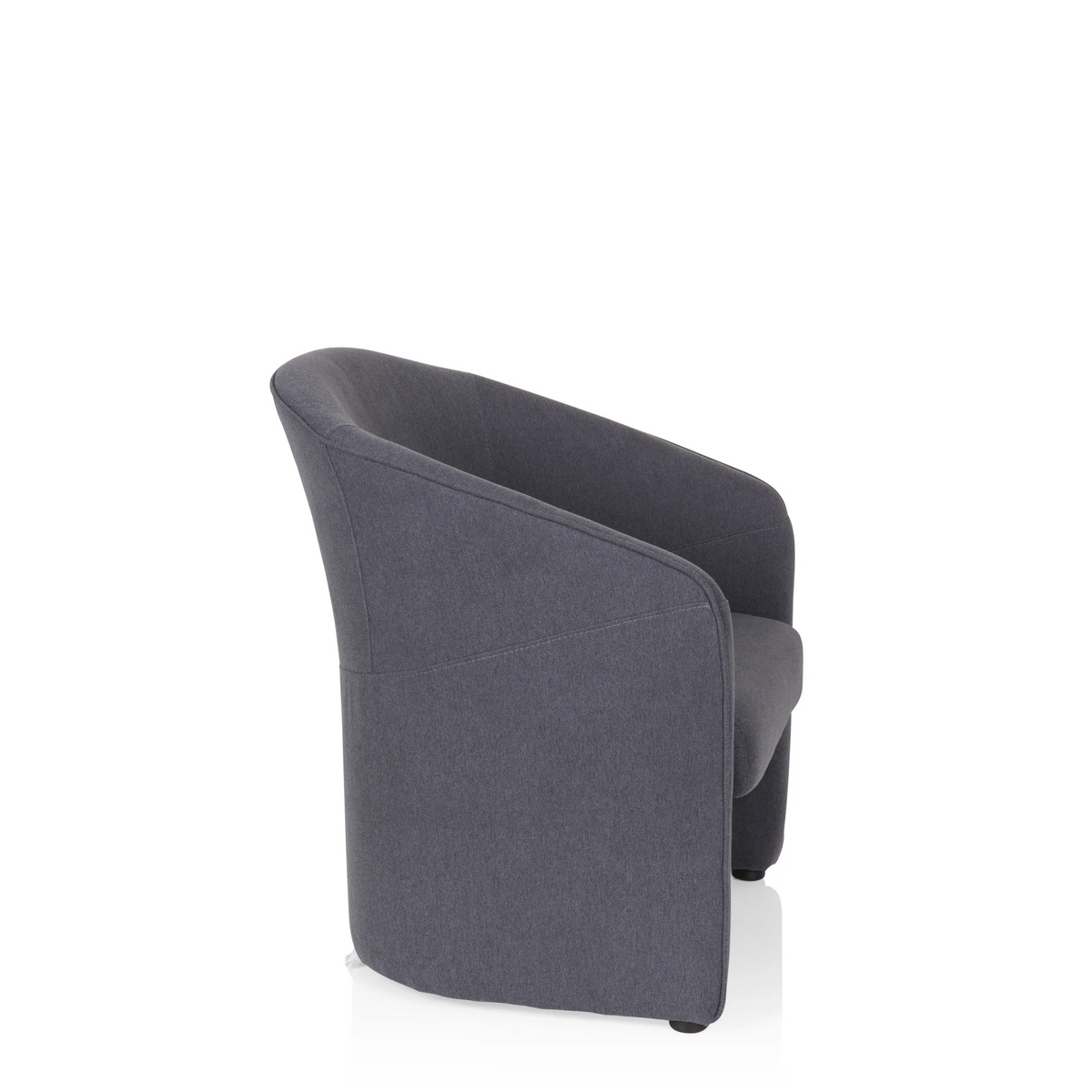Dark grey Upholstered armchair SAN JUAN with rounded backrest and armrests by hjh OFFICE – 360-degree view (side profile 80°)