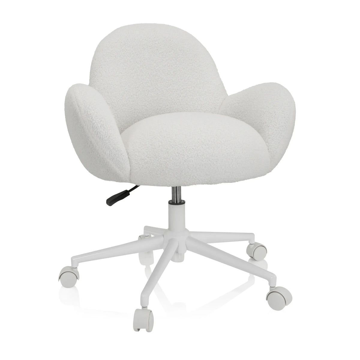 White Swivel Chair – Children KID TEDDY I with textured upholstery and five-caster base by hjh OFFICE – 360-degree view (front view 20°)