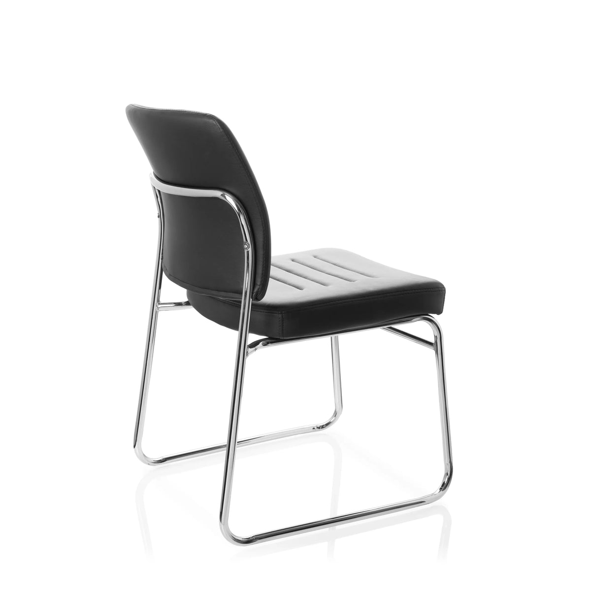 Black guest chair TONSO V with upholstery and sled base by hjh OFFICE – 360-degree view (rear three-quarter view 120°)