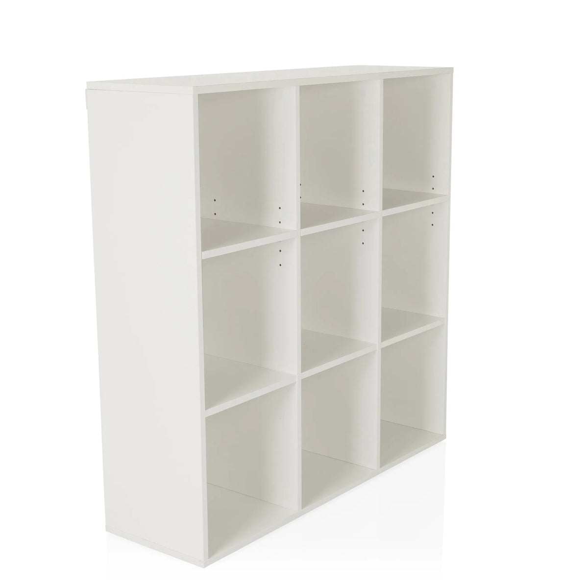 White BJORKE shelf with nine open square compartments by hjh LIVING – 360-degree view (front three-quarter view 45°)